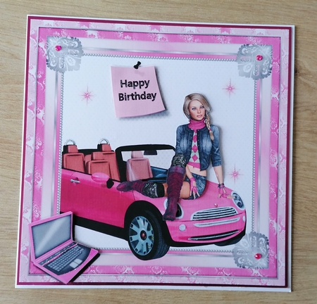 Teen Girl with Pink Car by Honorscard Appleby