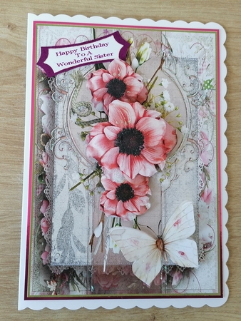 Anemone and butterfly A5 by Honorscard Appleby