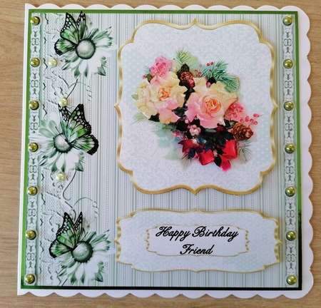3 Green floral card front/topper blanks 1 by Honorscard Appleby