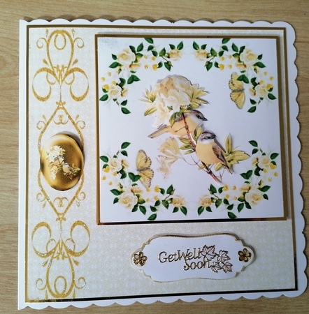 8 x 8 birds on a branch quick card front by Honorscard Appleby
