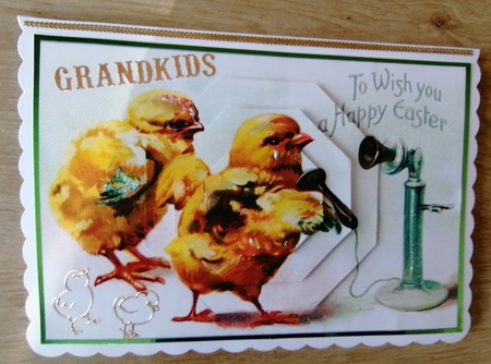 Easter Chickens with Phone Octagon Pyramid by Honorscard Appleby