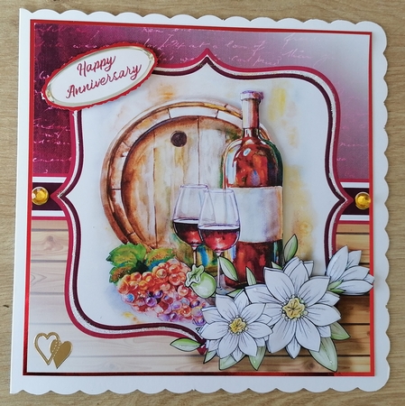 8x8 Anniversary Celebrations Card Front, Tag & Sentiments  by Honorscard Appleby