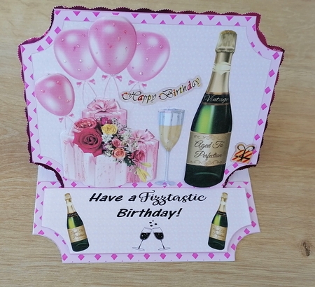 Pink Birthday fizz easel topper and topper(no base) by Honorscard Appleby