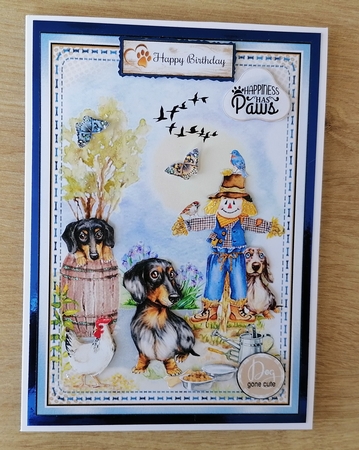 Daschsund Card Front With Decoupage by Honorscard Appleby
