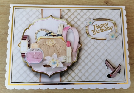 A5 So Elegant Card Front with Topper, Decoupage & Happy Birthday Daughter Sentiment by Honorscard Appleby