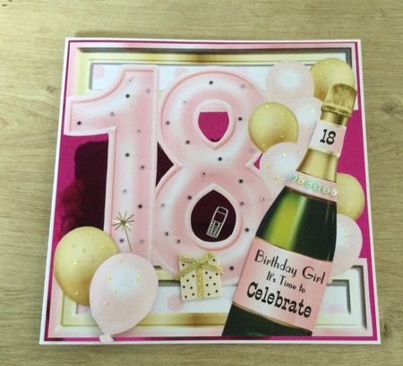 Birthday Celebration Pink & Gold Age 18 by Honorscard Appleby