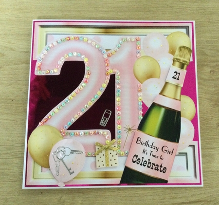 Birthday Celebration Pink & Gold Age 21 by Honorscard Appleby