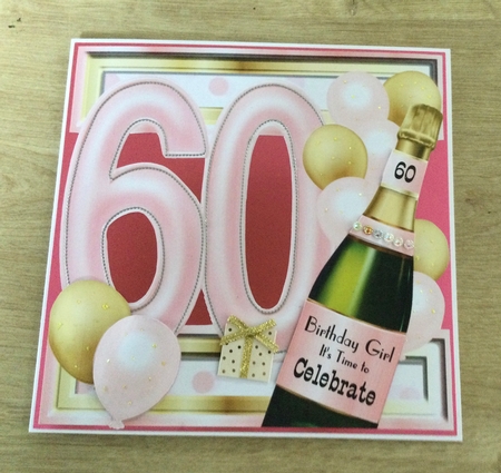 Birthday Celebration Pink & Gold Age 60 by Honorscard Appleby