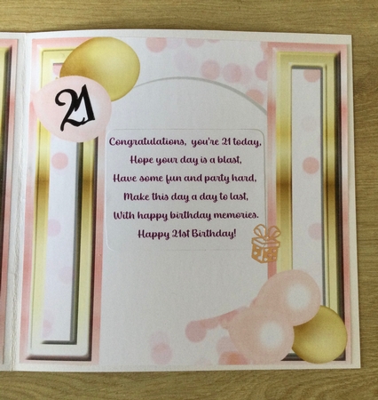 Birthday Celebration Pink & Gold Insert by Honorscard Appleby
