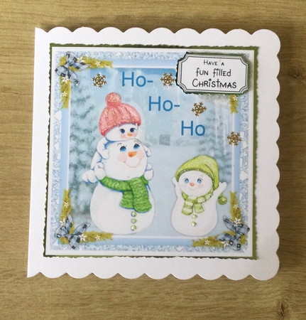 7x7 Happy Snowmen Playing  by Honorscard Appleby