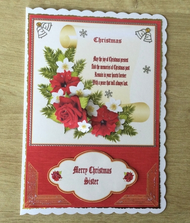 A5 festive scroll card front (Sister). by Honorscard Appleby