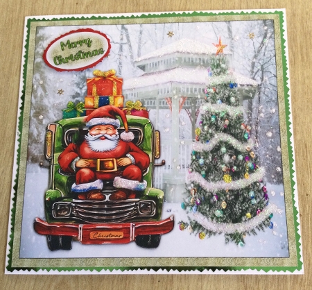 Santa Loaded Up with Parcels 8 x 8 Card by Honorscard Appleby