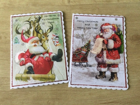  2 Lovely Christmas Snow Scenes with Santas A5 by Honorscard Appleby