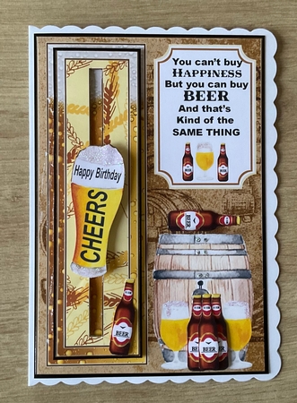 Male relation beer Birthday penny slider card front by Honorscard Appleby