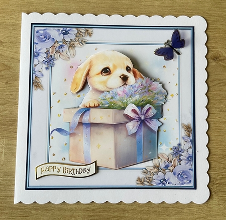 7x7 Beautiful Pup with a Gift Box by Honorscard Appleby