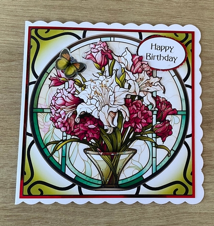 Floral Stained Glass Window - Pink Bouquet 3 8x8 by Honorscard Appleby