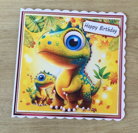 Cute Mum And Baby Dinasaur Sunny Autumn Leaves 8x8  by Honorscard Appleby
