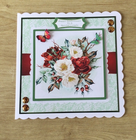 Beautiful Red And White Roses - Mini Kit by Honorscard Appleby