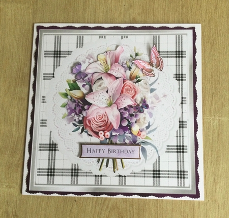 Pretty Bouquet Of Flowers On Lace Black/White 7x7 (One) by Honorscard Appleby