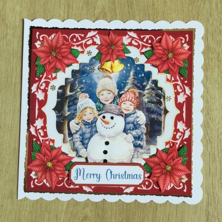Kids building snowman card front 1 by Honorscard Appleby