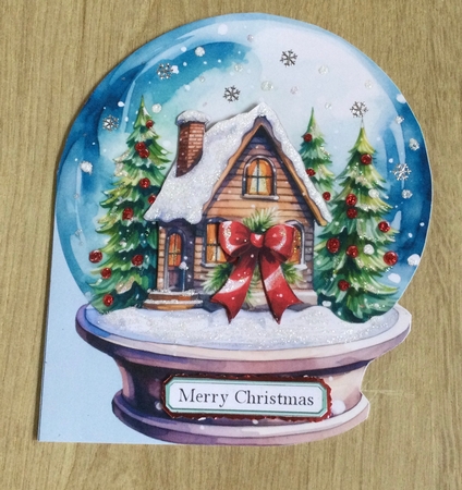 Christmas House Snow Globe Shaped Card by Honorscard Appleby