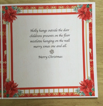 Christmas Poinsettia 7x7ins Blank Insert  by Honorscard Appleby
