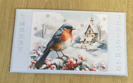 Christmas robin money wallet (Blue). by Honorscard Appleby