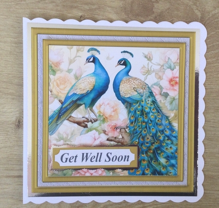 Peony peacock card front 9 by Honorscard Appleby