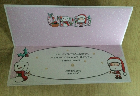 Jolly Santa building Jolly Snowman OLIVIA large dl insert by Honorscard Appleby