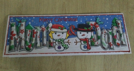 Jolly Snowman on a Blind Date MUM & DAD large dl by Honorscard Appleby