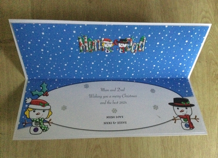 Jolly Snowman on a Blind Date MUM & DAD large dl insert by Honorscard Appleby