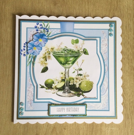 Blue and Green Lagoon Cocktails #3 8x8 Quick Card by Honorscard Appleby