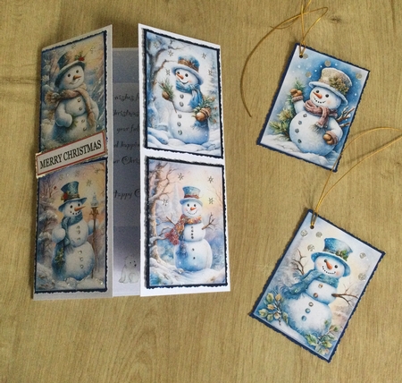 Cute Snowman Tags / ATC / Journal Cards / Toppers by Honorscard Appleby