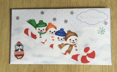 Blue sledding snowmen money wallet by Honorscard Appleby