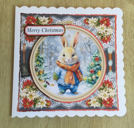 Faux Cross stitch Christmas card front 13 by Honorscard Appleby