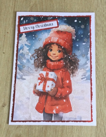 Winters magic: Little girl with Christmas gift box. by Honorscard Appleby