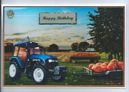 Tractor on Scenery Decoupage by Honorscard Appleby