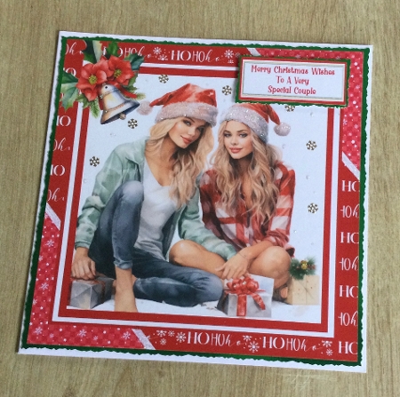 Two Special Girls at Christmas 8x8 Quick Card - Design 3 by Honorscard Appleby