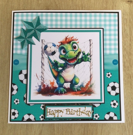 Soccersaurus 8x8 Quick Card - Design 5 by Honorscard Appleby