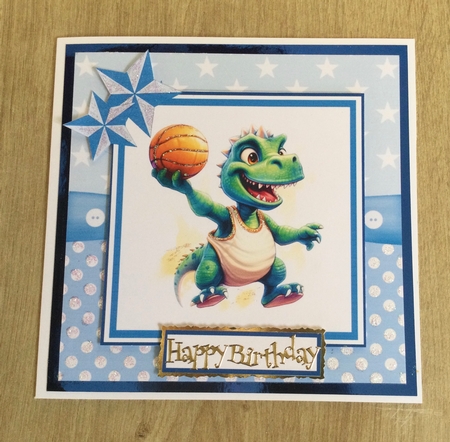 Slam Dunk Dinos 8x8 Quick Card - Design 3 by Honorscard Appleby