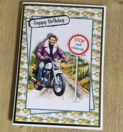 Handsome rides a motorcycle A5 by Honorscard Appleby
