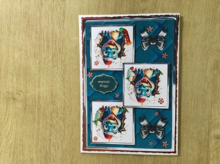 Old Dinosaur Christmas Three Square Quick Card by Honorscard Appleby