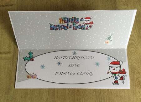 Jolly Snowman Skating EMILY & MICHAEL & FRED large dl insert by Honorscard Appleby