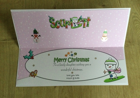 Jolly Snowman Snowboarding SCARLETT large dl insert by Honorscard Appleby