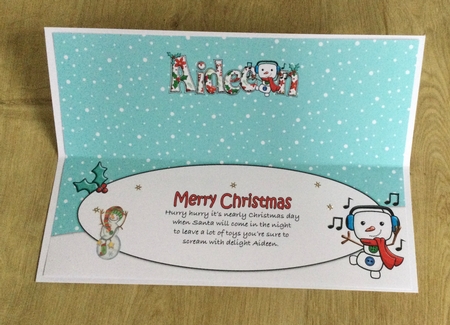 Jolly Snowman dancing AIDEEN large dl insert by Honorscard Appleby