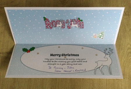 Christmas Reindeers PENNY & JOHN large dl insert by Honorscard Appleby