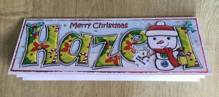 Jolly Snowman with letters to Santa HAZEL large dl by Honorscard Appleby