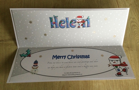 Jolly Snowman Skating HELEN large dl insert by Honorscard Appleby