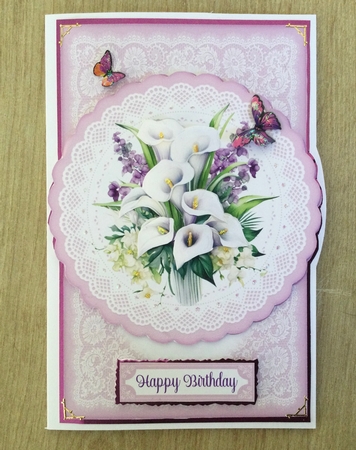 All Occasions Orchids & Cala Lilies 7 x 5 Lace Doily Card by Honorscard Appleby