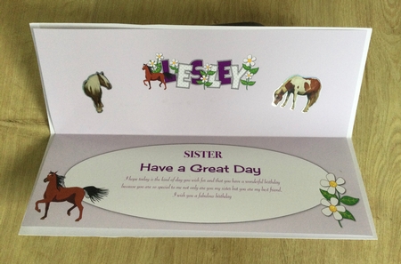 Horse and Flowers LESLEY large dl insert by Honorscard Appleby